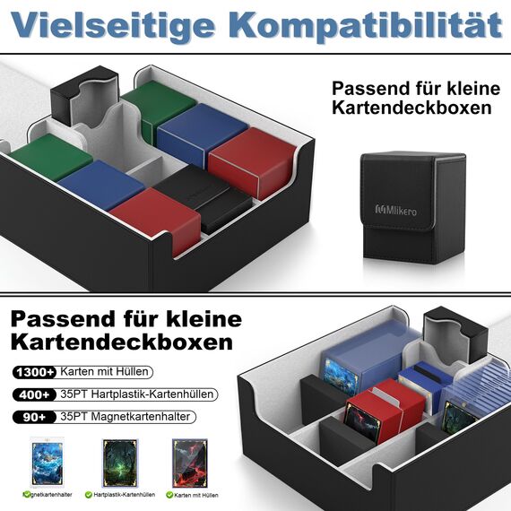 Mlikero Sammelkarten Aufbewahrungsbox, Magnetische Karten Deck-Box fit für MTG und Sports Karten, Premium Aufbewahrungsbox Sammelkarten Box