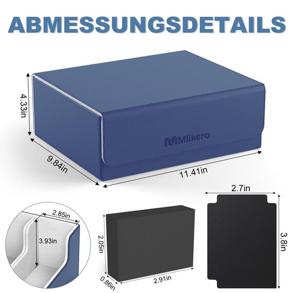 Mlikero Sammelkarten-Aufbewahrungsbox für 1800+ Karten, Magnetische Deck-Box passend für MTG und Sports Karten, Premium Commander Deck Box mit 10 kompatiblen Kartenteilern (Blau)