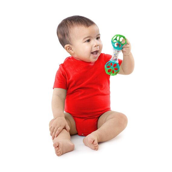 Bright Starts, Oball, Greifling Ball Rassel Spielzeug für unterwegs, Interaktives Babyspielzeug, Greifball, Motorikspielzeug für Babys und Kleinkinder ab der Geburt