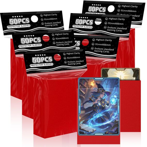 Rote matte Kartenhüllen für MTG, 300 Stück perfekt passende Standardkartenhüllen für Trading Card Sportkarten Baseballkarten TCG Magic, Kartenschutz für Mini-Foto, stabil und schön mischbar