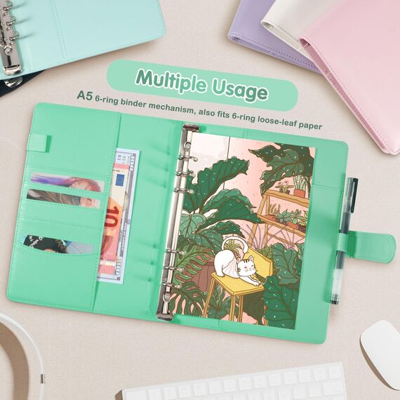A5-Bindekarte Sammler mit 30 Pack 4-Pocket-Seiten,6 Ringbuch-Album mit 240 Kartenfächern, PU-Leder-Bindemittel mit magnetischem Schnallenverschluss zum Organisieren von Sammelkarten, K-Pop-Fotokarten