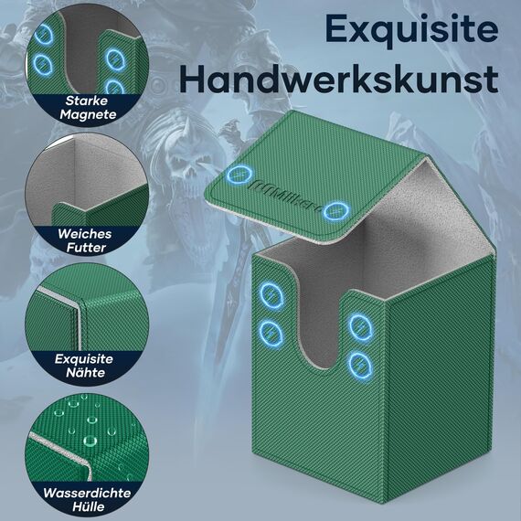 Mlikero Premium Sammelkarten Box Fit für MTG Karte, Deckbox für über 100 Karten, Magnetisch Kartenbox kompatibel mit Sports, Magic Karten