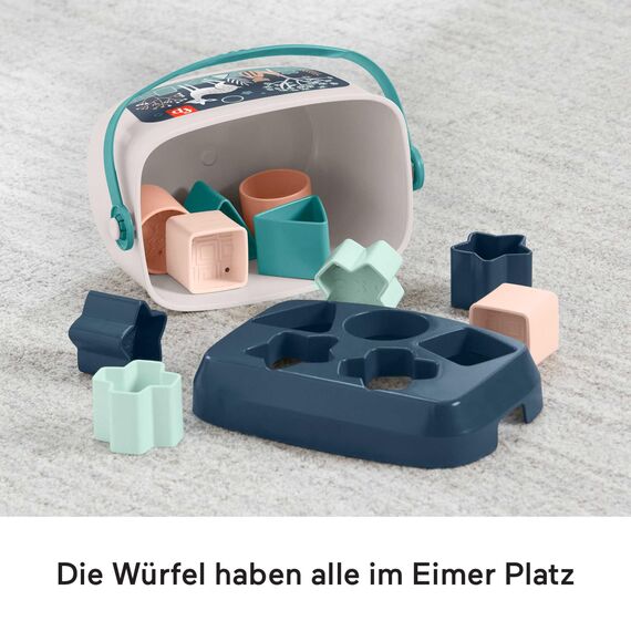 Fisher-Price - Babys erste Bausteine – Marineblaues Kitz, Set mit 10 Bausteinen zum Stapeln und Sortieren, Bauspielzeug, Babyspielzeug für Kleinkinder ab 6 Monaten, HJP20