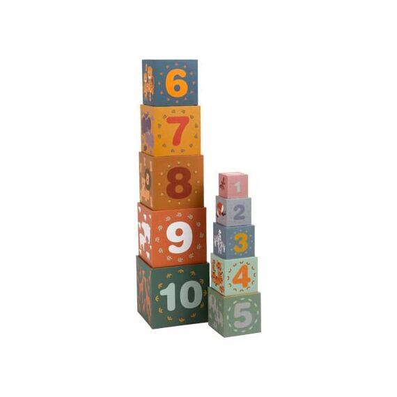 small foot Stapelwürfel "Safari", Motorikspielzeug, Sortierspiel zum Zählen lernen, für Kinder ab 12 Monaten, 11957