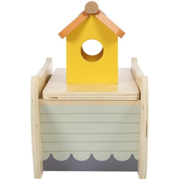 small foot Steckspiel Arche Noah „Safari“, Motorikspielzeug aus Holz mit 15 Tierfiguren, Taufgeschenke für Mädchen und Jungen, für Kinder ab 12 Monaten, 12456