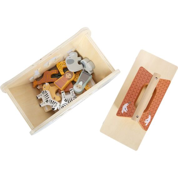 small foot Steckspiel Arche Noah „Safari“, Motorikspielzeug aus Holz mit 15 Tierfiguren, Taufgeschenke für Mädchen und Jungen, für Kinder ab 12 Monaten, 12456