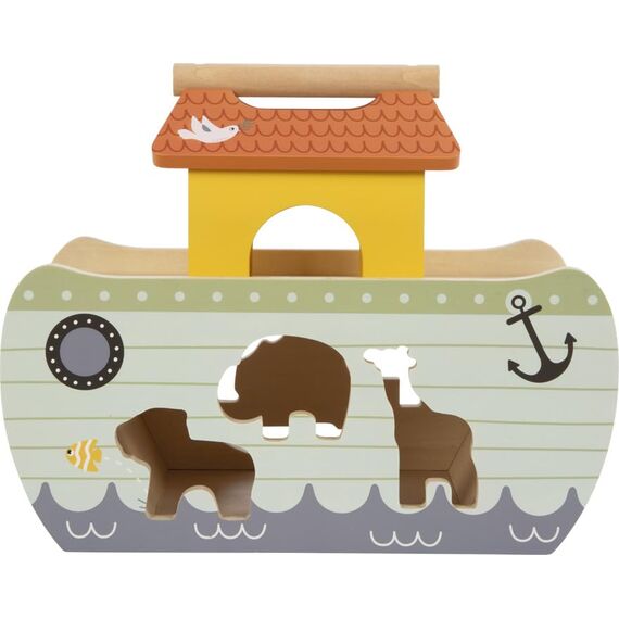 small foot Steckspiel Arche Noah „Safari“, Motorikspielzeug aus Holz mit 15 Tierfiguren, Taufgeschenke für Mädchen und Jungen, für Kinder ab 12 Monaten, 12456