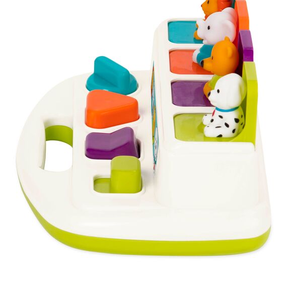 Battat - Pop-Up-Kameraden - Ursache-Wirkung-Spielzeug - 4 Pop-Up-Tiere - Entwicklungsförderndes Spielzeug mit Knöpfen und Farben - Für Kleinkinder, Kinder, Babies - 18 Monate +