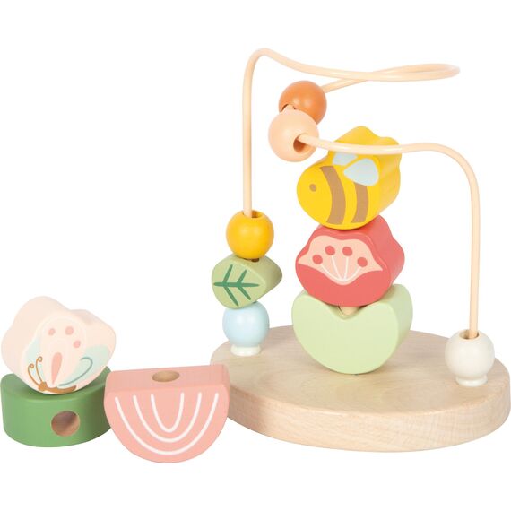 small Foot Motorikschleife Kleine Freunde aus Holz, hochwertiges Motorikspielzeug mit Stapelspiel, Lernspiel für Kinder ab 12 Monaten, 12719