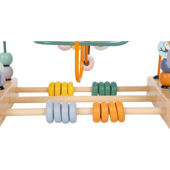 small foot Motorikschleife "Safari" aus Holz, Motorikspielzeug für Kinder, mit 3 Metallschleifen, ab 12 Monaten, 11956