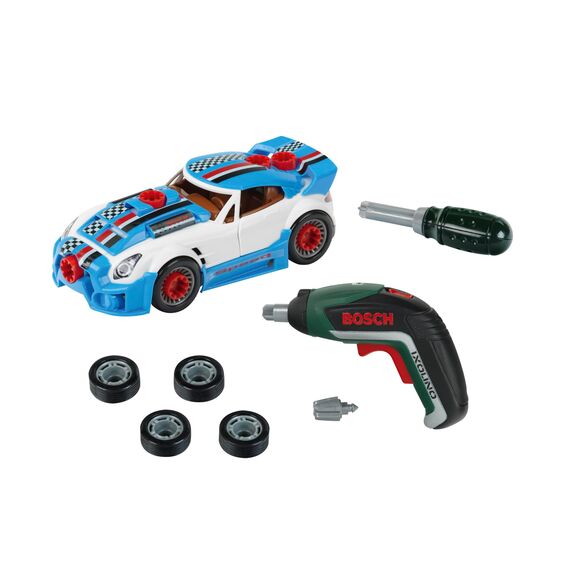 Theo Klein 8630 Bosch Car Tuning-Set | Zerlegbares Auto mit Tuning Zubehör | Mit batteriebetriebenem Akkuschrauber | Verpackungsmaße: 30cmx6,5cmx25cm Motorikspielzeug|Spielzeug für Kinder ab 3 Jahren