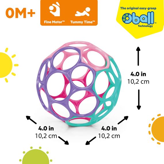 Bright Starts Oball Classic, Flexibles und leicht Greifbares Design für Kinder Jeden Alters, Pink/Lila
