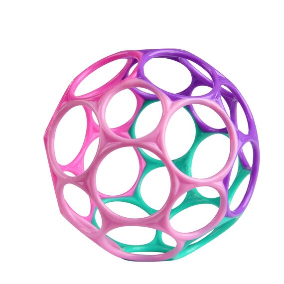 Bright Starts Oball Classic, Flexibles und leicht Greifbares Design für Kinder Jeden Alters, Pink/Lila