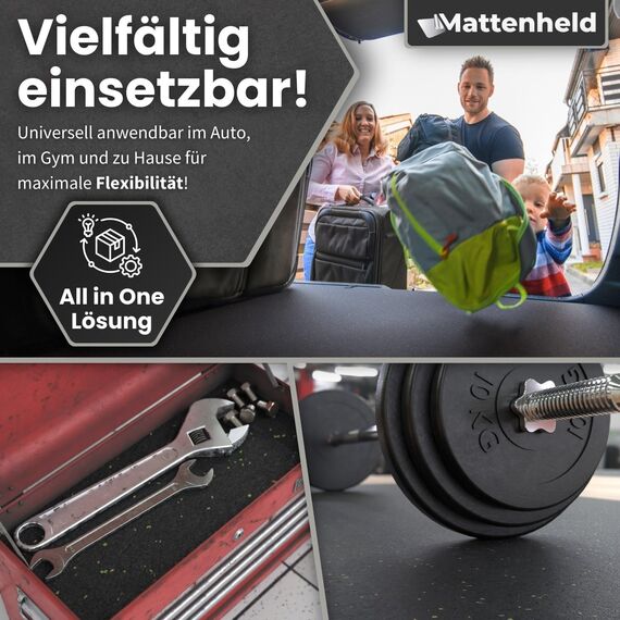 Mattenheld® Antirutschmatte Ladungssicherung 5er Set 120x80x0,3 cm | Rutschhemmende & genormte Gummigranulatmatte | Sicherung von Ware im LKW, Anhänger & Kofferraum Schutzmatte | Bautenschutzmatte 3mm