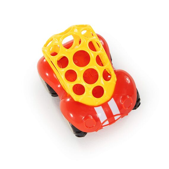 Bright Starts, Oball, Spielzeugauto mit Rassel, Motorikspielzeug für Babys und Kleinkinder ab 3 Monaten, 1 Stück, Zufälliger Farbe blau oder rot