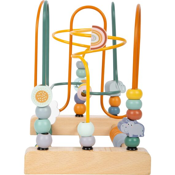 small foot Motorikschleife "Safari" aus Holz, Motorikspielzeug für Kinder, mit 3 Metallschleifen, ab 12 Monaten, 11956