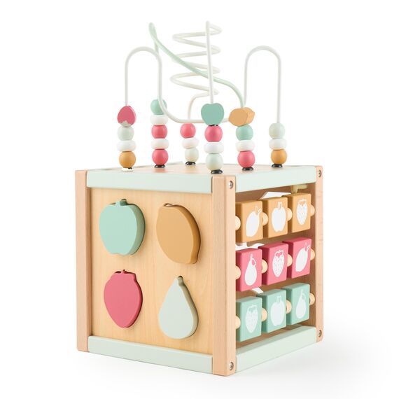 Bieco Motorikwürfel Berry XXL nachhaltiges Holz FSC® | Spielwürfel Baby | Motorikwürfel ab 1 Jahr Activity Würfel Activity Center Montessori
