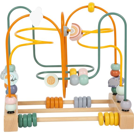 small foot Motorikschleife "Safari" aus Holz, Motorikspielzeug für Kinder, mit 3 Metallschleifen, ab 12 Monaten, 11956
