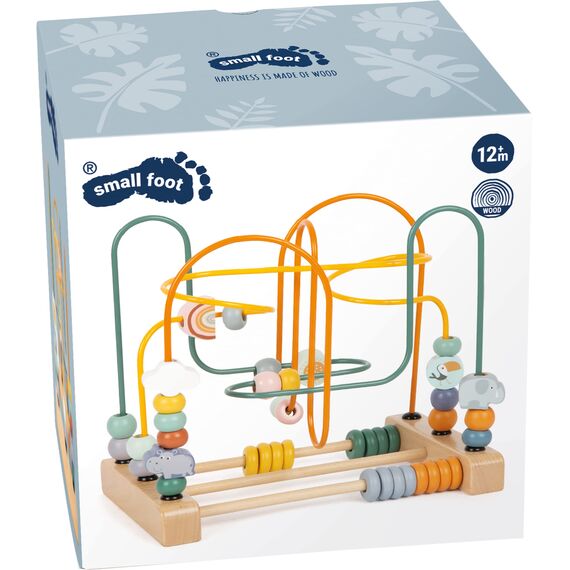 small foot Motorikschleife "Safari" aus Holz, Motorikspielzeug für Kinder, mit 3 Metallschleifen, ab 12 Monaten, 11956
