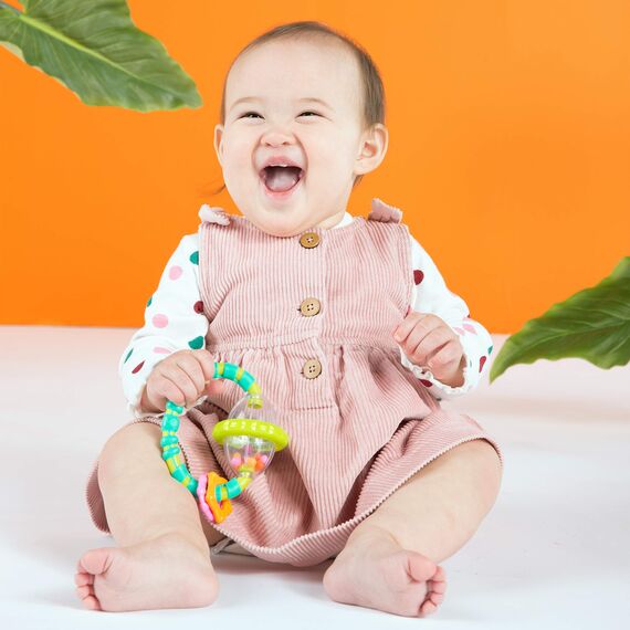 Bright Starts, Schnuller & Shakers 7 Stück Geschenk-Set - BPA-frei Baby Rasseln, Beißringe und Kinderwagen Spielzeug, Unisex, Neugeborene+