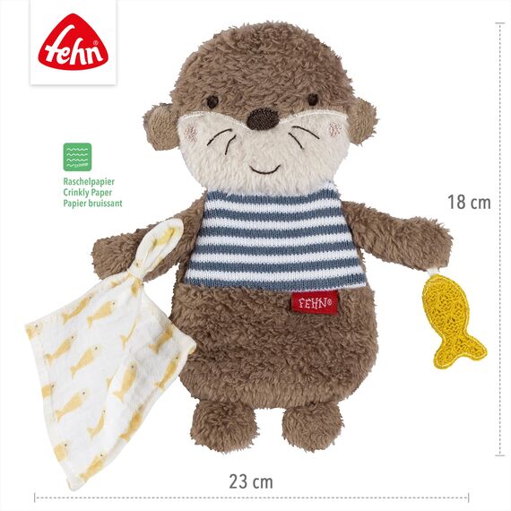 Fehn Knister-Otter – Activity-Rascheltier zum Greifen, Lauschen, Spielen & Geräusche erzeugen - fördert Babys Sinne & Motorik - idealer Begleiter für Babys und Kleinkinder ab Geburt