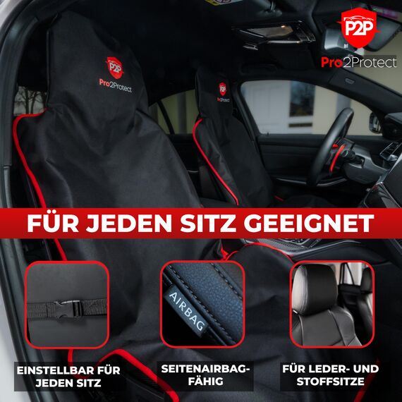 Pro2Protect [2X Test SEHR GUT] Autositzschoner Vordersitze | WASSERDICHT | 1er Set | Autositzbezüge Sitzauflage Sitzbezüge Auto | Schonbezug vorne Autositzauflage Sitzschoner Auto Zubehör Innenraum
