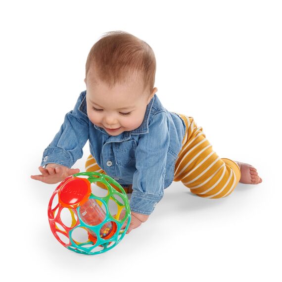 Bright Starts Oball, Regenmacher, Flexibler, leicht greifbarer Ball, zum Schütteln, Greifen und Beißen, ab 3 Monaten
