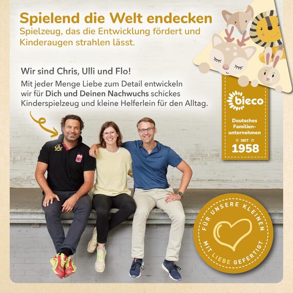 Bieco Motorikwürfel REH Ella nachhaltiges Holz FSC® | Spielwürfel Baby Activity Center Baby Montessori Holzspielzeug ab 1 Jahr