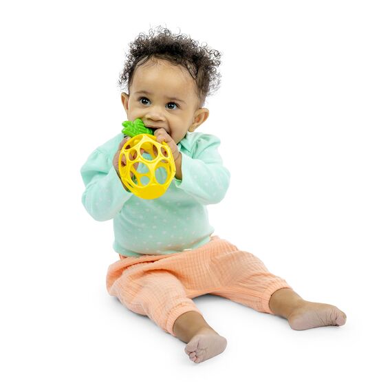 Bright Starts Oball Easy Grasp Ananas Beiring Spielzeug, Hold My Own Kollektion, BPA-frei, Unisex, Neugeborene und lter