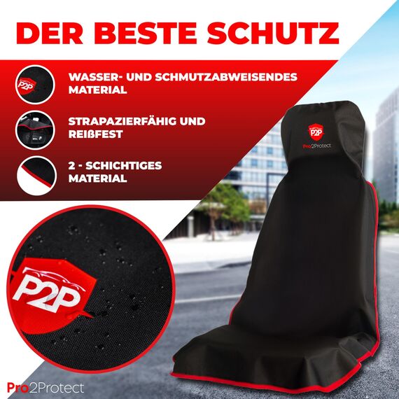 Pro2Protect [2X Test SEHR GUT] Autositzschoner Vordersitze | WASSERDICHT | 1er Set | Autositzbezüge Sitzauflage Sitzbezüge Auto | Schonbezug vorne Autositzauflage Sitzschoner Auto Zubehör Innenraum