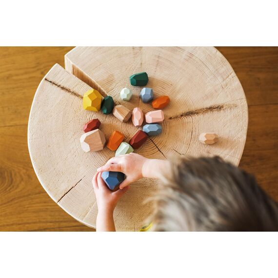 small foot Balanciersteine "Safari" aus Holz, 18 Bausteine, Montessori-Spielzeug für Kinder, ab 3 Jahren, 12226