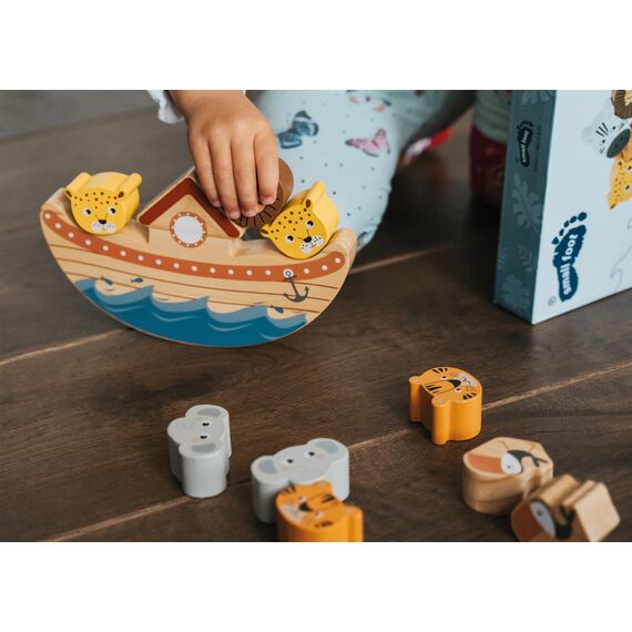 small foot Balancierspiel Arche "Safari" Motorikspiel für Kinder, aus Holz, inkl. Würfel, ab 3 Jahren, 12229
