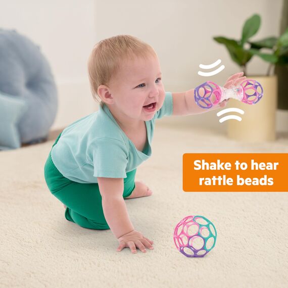 Bright Starts Delightful Duo 2er-Geschenkset mit leicht greifbaren Oball-Rasseln, Rosa, Babyspielzeug ab Geburt