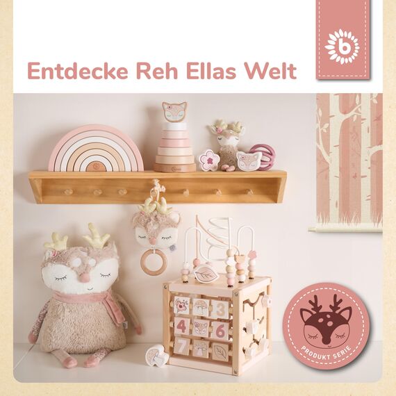 Bieco Motorikwürfel REH Ella nachhaltiges Holz FSC® | Spielwürfel Baby Activity Center Baby Montessori Holzspielzeug ab 1 Jahr