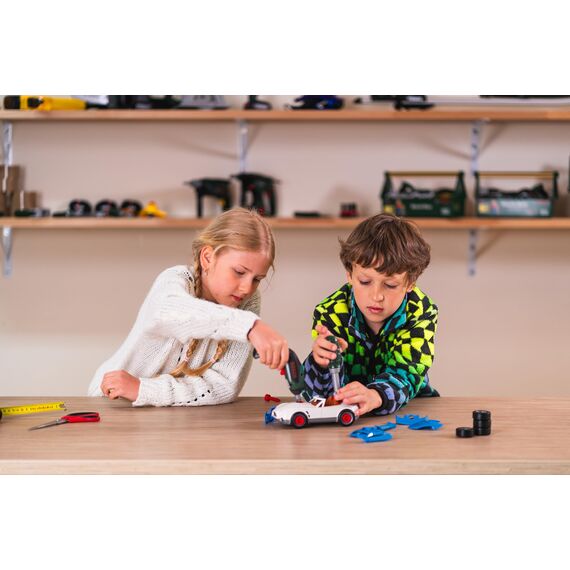 Theo Klein 8630 Bosch Car Tuning-Set | Zerlegbares Auto mit Tuning Zubehör | Mit batteriebetriebenem Akkuschrauber | Verpackungsmaße: 30cmx6,5cmx25cm Motorikspielzeug|Spielzeug für Kinder ab 3 Jahren