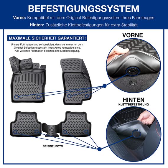 ELMASLINE 3D Gummimatten Set für VW Golf 8 (VIII) Baujahr 2020-2025 | Extra hoher 5cm Rand Fußmatten - Zubehör | Passt Nicht in Mild-Hybrid/E-TSI !!!