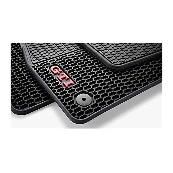 Volkswagen 5GV061550 041 Allwetterfußmatten vorne und hinten GTI Wabendesign, Set of 4, schwarz, aus Gummi