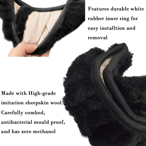 Lenkradabdeckung, Amokee Universal Lenkradhülle Plüsch Winter Lenkradbezug Teleskop Lenkrad Abdeckung weich bequem Steering Lenkradschoner für Auto Zubehör, 36-39cm (Schwarz)