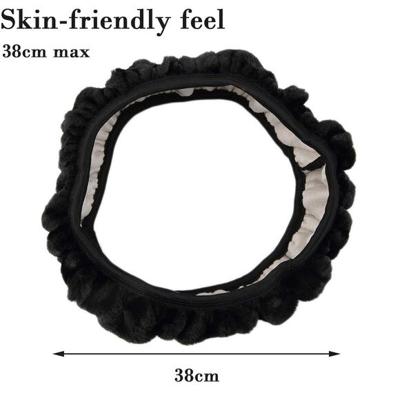 Lenkradabdeckung, Amokee Universal Lenkradhülle Plüsch Winter Lenkradbezug Teleskop Lenkrad Abdeckung weich bequem Steering Lenkradschoner für Auto Zubehör, 36-39cm (Schwarz)