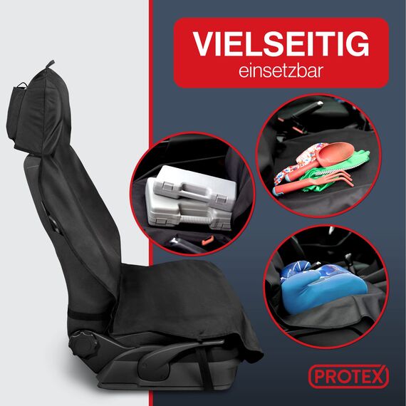PROTEX® Autositzschoner [Testsieger 2025] Werkstattschoner - Rutsch- und wasserfestes, schmutzabweisendes Material - Ideale Passform - schwarz (1 Stück)