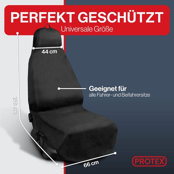 PROTEX® Autositzschoner [Testsieger 2025] Werkstattschoner - Rutsch- und wasserfestes, schmutzabweisendes Material - Ideale Passform - schwarz (1 Stück)