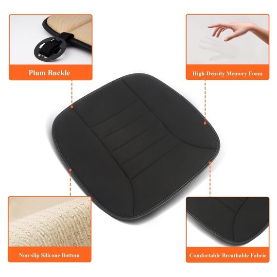 kingphenix Auto Sitzkissen mit 3,0 cm Komfort Memory Foam Sitzkissen für Auto und Bürostuhl - Schwarz