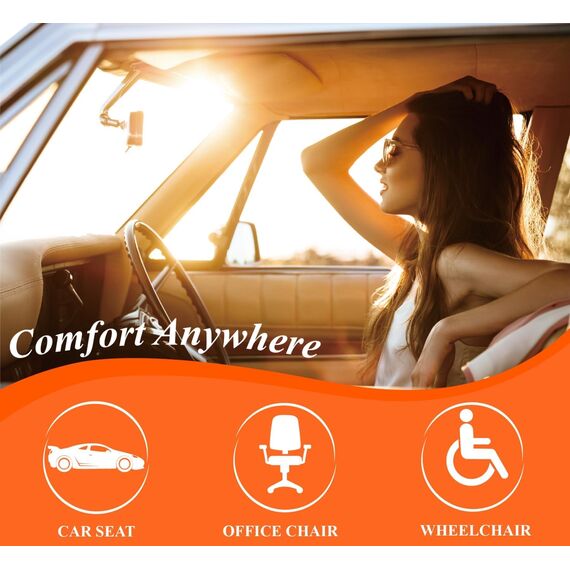 kingphenix Auto Sitzkissen mit 3,0 cm Komfort Memory Foam Sitzkissen für Auto und Bürostuhl - Schwarz