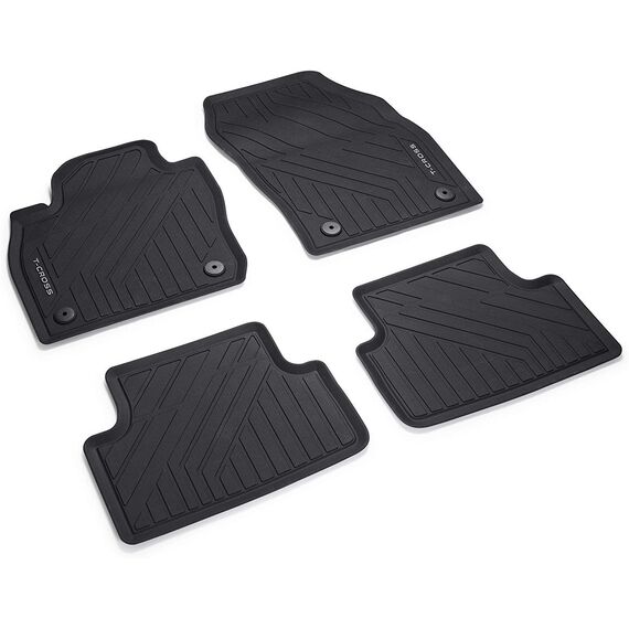 Volkswagen 2GM06150082V Premium Gummi Fußmatten Gummimatten Allwettermatten Schwarz, mit T-Cross Schriftzug
