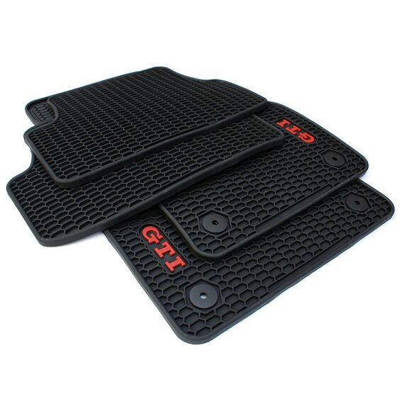 Volkswagen 5GV061550 041 Allwetterfußmatten vorne und hinten GTI Wabendesign, Set of 4, schwarz, aus Gummi