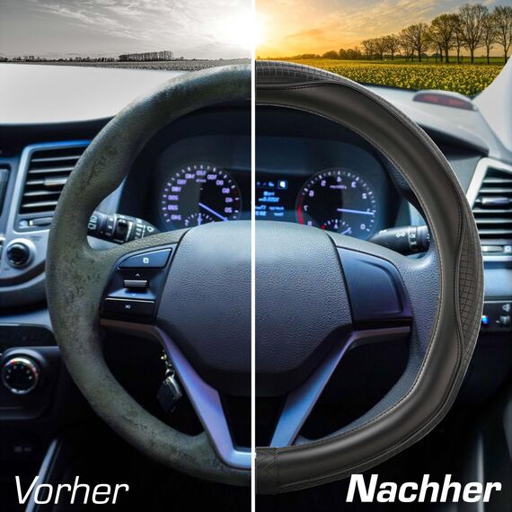 Upgrade4cars D-Form Lenkradbezug in Schwarz | Lenkradschoner Universal | Lenkradhülle für Sommer & Winter | Autozubehör Innenraum Deko