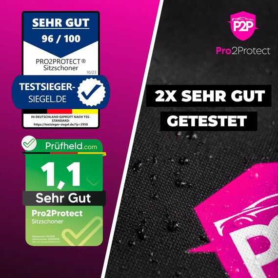 Pro2Protect [2X Test SEHR GUT] Autositzschoner Vordersitze | WASSERDICHT | 1er Set | Autositzbezüge Sitzauflage Sitzbezüge Auto | Schonbezug vorne Autositzauflage Sitzschoner Auto Zubehör Innenraum
