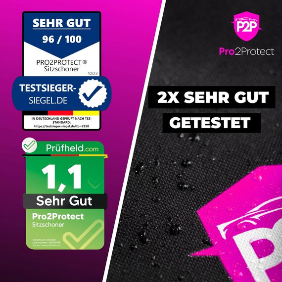 Pro2Protect® [2X Test SEHR GUT Autositzschoner Vordersitze | WASSERDICHT | 2er Set | Autositzbezüge Sitzauflage Sitzbezüge Auto | Schonbezug vorne, Autositzauflage Sitzschoner Auto Zubehör Innenraum