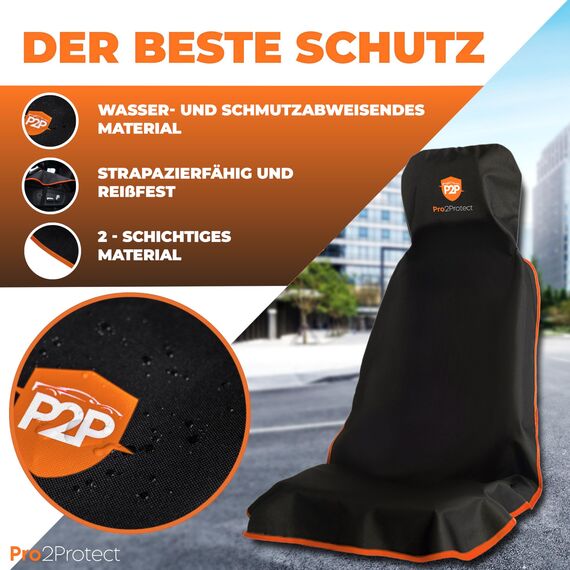 Pro2Protect [2X Test SEHR GUT] Autositzschoner Vordersitze | WASSERDICHT | 1er Set | Autositzbezüge Sitzauflage Sitzbezüge Auto | Schonbezug vorne Autositzauflage Sitzschoner Auto Zubehör Innenraum