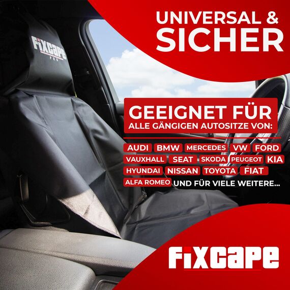 fixcape Pro Schonbezug Autositz vorne universal wasserdicht schwarz, Auto-Sitzbezug Vordersitze, Sitzschoner Auflage Schutz Fahrersitz